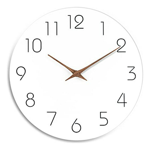 Reloj De Pared 10 Pulgadas Silencioso De Madera Blanco