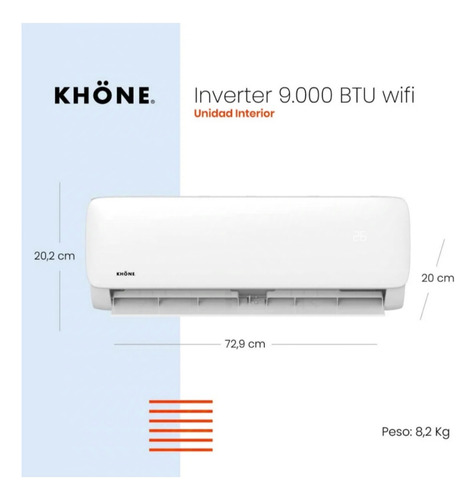 Aire Acondicionado Khone Con Instalación 9000btu Inverter Color Blanco