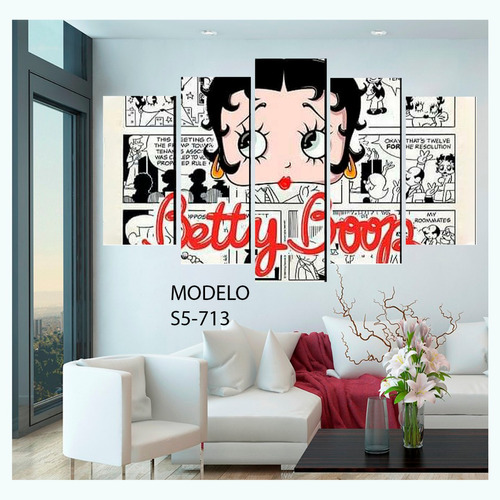 Cuadro Decorativo 5 Piezas Betty Boop Comic Caricatura Textu