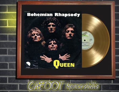 Queen Rapsodia Bohemia Tapa Lp Y Disco Oro Cuadro