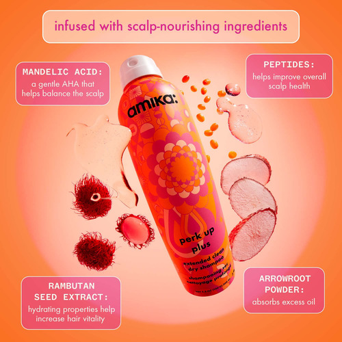 Shampoo Seco Amika. Limpeza Estendida Perk Up Plus 50 Ml