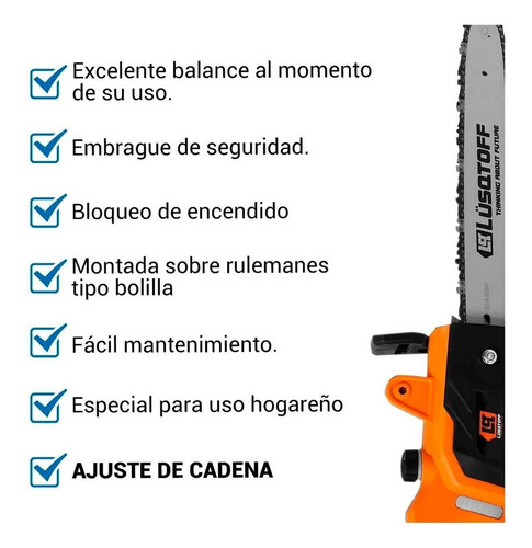 Electrosierra Motosierra Lusqtoff 2000w Espada 40cm Esl2000-8 Color Anaranjado
