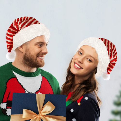 Sombrero De Papá Noel De Felpa, Divertidos Sombreros Navideñ