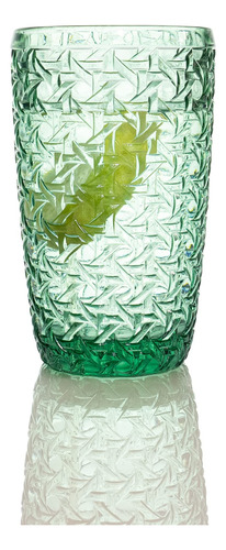 Gyrut Vaso Verd Unico Juego 4 Vidrio 14 Onza Para Agua Jugo