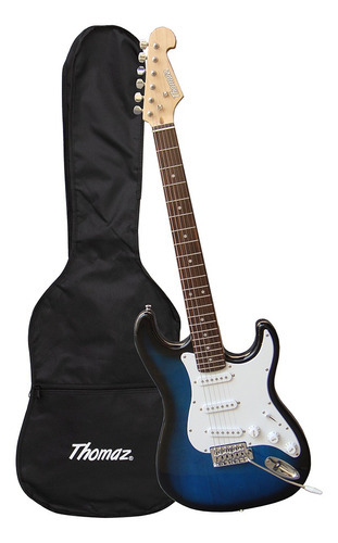 Kit Guitarra Elétrica Teg 300 Azul Com Capa Thomaz Orientação Da Mão Destro