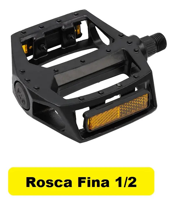 Par Pedal Aluminio Bicicleta Bike Plataforma Rosca Fina 1/2 Mtb Preto Com esferas Exclusivo para Pedivela Monobloco