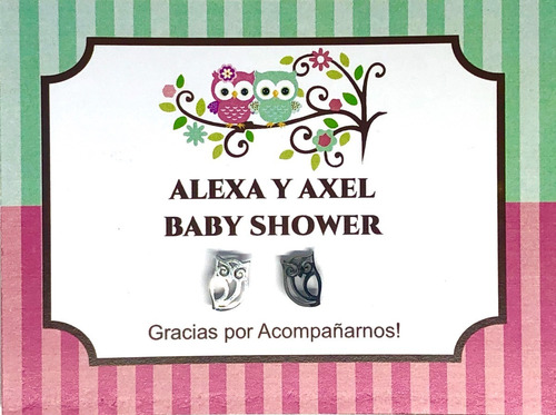 Imagen 3 de 9 de Recuerdo 12 Broquel Acero Baby Shower, Nacimiento C/tarjeta