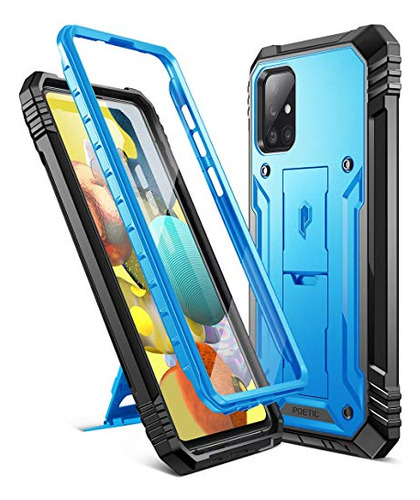 Funda Para Galaxy A51 5g Azul Protector De Pantalla Soporte