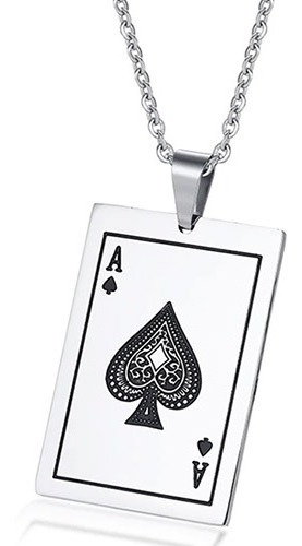 Colar Masculino Com Pingente Carta Ás De Espadas