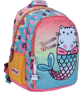 Mochila Grande Escolar Reforzada Chenson Original Rosa Gato Sirena Happy Girl Mochila Para Niña Niño Ideal Para Primaria Secundaria Gatito La Sirenita