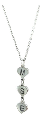Collar Colgante Corazon Personalizado Acero Quirurgico Plateado