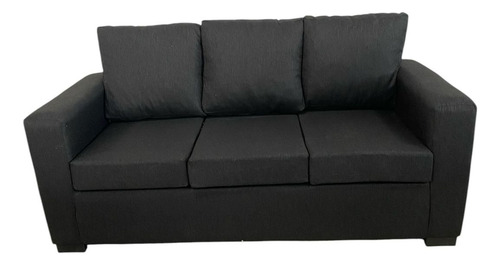 Sillon 3 Cuermos + Banqueta Movil Negro Chenille Resistente Negro Liso