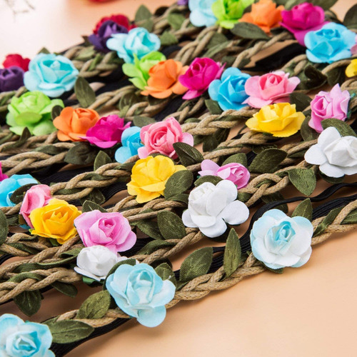 12 Piezas Diadema Bohemia Flores Para Niñas Regalo Navidad