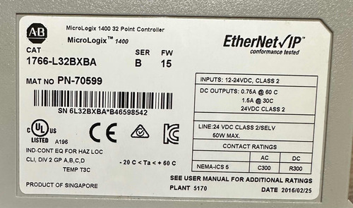 Controlador Lógico Programável Allen Bradley