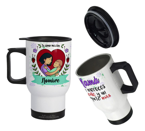 Mug Vaso Termico Viajero Para Carro Regalo Para Mamá 19