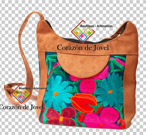 6 Bolsas/mariconeras Artesanales Bordadas De Flores-chiapas