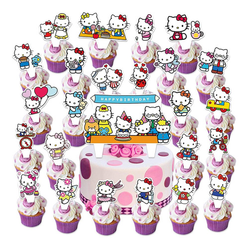 Hello Kitty - Decoración Para Cupcakes (25 Unidades)