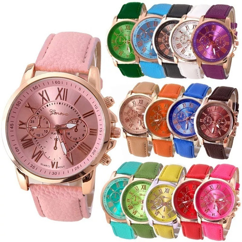 10 Reloj Geneva Mayoreo Piel Vinil Moda Dama Proveedor Lote