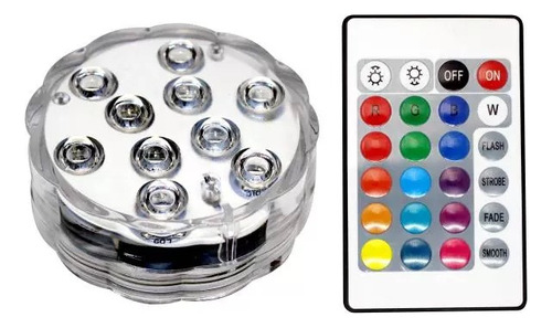 Luzes Led Piscina Submersível 10led Controle Remoto Luz Rgb 110v/220v