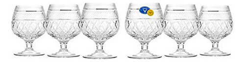 Set De 6 Copas De Brandy Rusas De Cristal Cortado - 7 Oz, 20