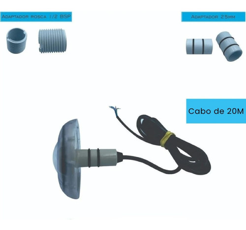 Refletor Rgb Luxpool 6w Piscina Led Cabo 20 Metros P/piscina