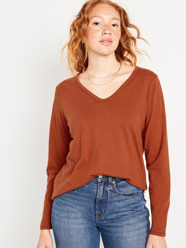 Polera Mujer Old Navy Manga Larga Everwear Naranja