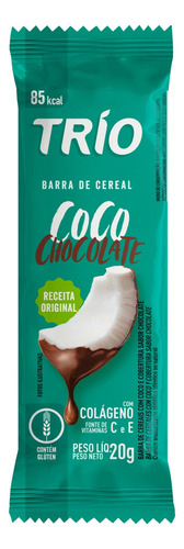 Barra de Cereal Coco Cobertura Chocolate Trío Pacote 20g