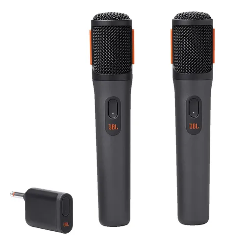 Kit Com 02 Microfones Partybox Sem Fio Jbl Black Wireless