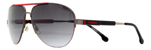 Lentes Sol Carrera 8030s Raised Double Bridge Metal Pilot 62 Color de la lente Gris oscuro Color de la varilla Negro/Rutenio Color del armazón Ruthenium/Matte Black/Red SVK/9O Diseño Iconic