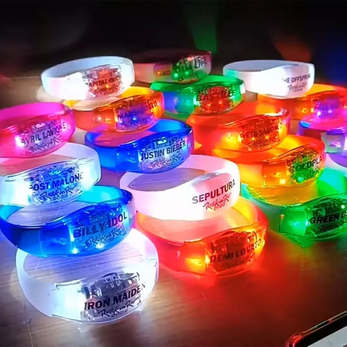 120 Unid. Pulseiras Led Personalizada Ativa Com Musica