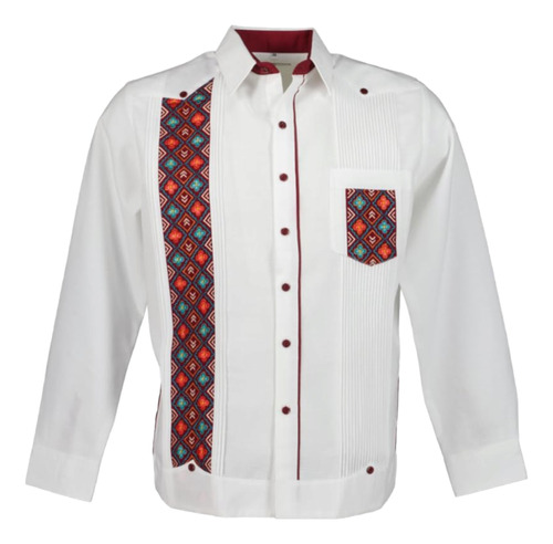 Guayabera Bordada Yucateca. Lino. Greca M/l T Extras Mayakim