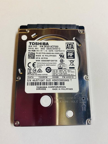 Disco rígido interno Toshiba MQ01acf050 500gb Series MQ01acf