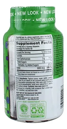 Vitafusion Biotin - Gomitas De Suplemento Dietético De 5000 Mcg, Extra Fuerte 100 Unidades Pack De 3 Frascos