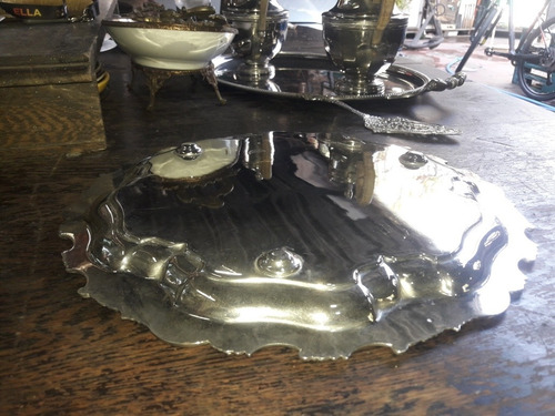 Bandeja Bañada En Plata Inglesa C1920 Sellada (Usado)