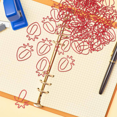50 Clips De Papel Con Forma De Fresa, Clips De Dibujos Anima