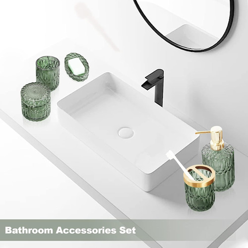 Juego Completo De 5 Piezas De Accesorios De Baño Verdes, Dis