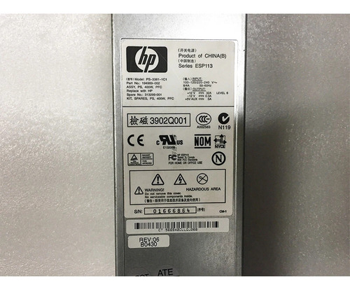 Hp Compaq Fuente De Energia Dl380 G3 Server P/n 194989 002 Gris (Usado)