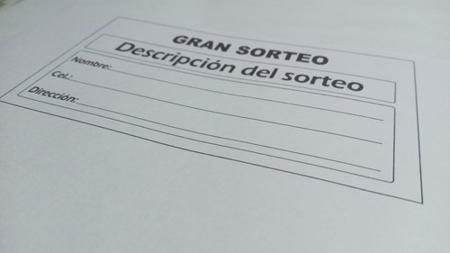 1000 Papeletas Sorteo 10x5,5 Supermercado O Promoción Urna
