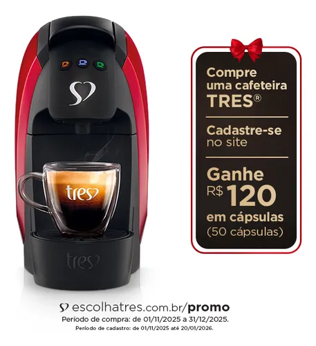 Cafeteira Espresso Luna Vermelha - TRES 3 Corações