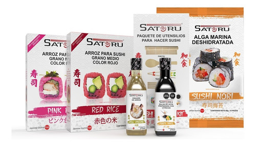 Kit Sushi Amor Y Amistad Arroz Rojo Rosa Vinagre Nori Maker