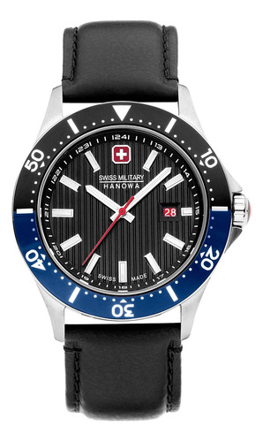 Reloj Swiss Military Smwgb2100606 Para Hombre Cristal Zafiro Color De La Malla Negro Color Del Bisel Negro/azul Color Del Fondo Negro