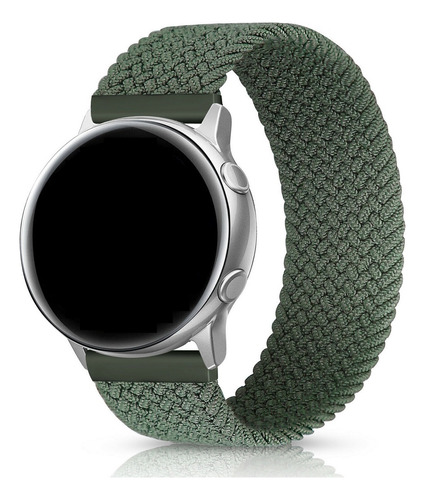 Pulseira De Nylon Loop Trançada Compatível Com Relógios Cor Verde Largura 22 mm