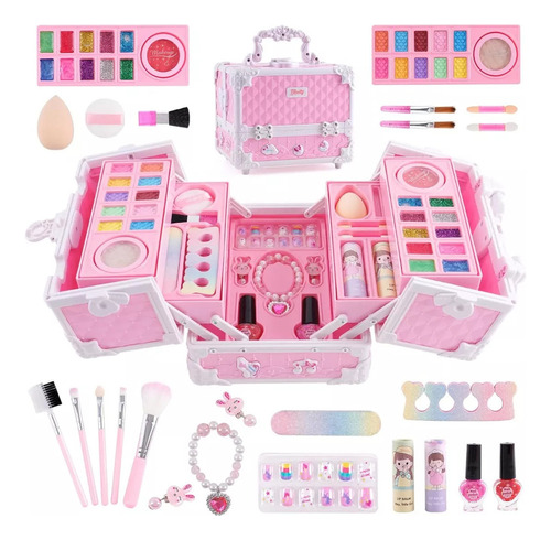 Set De Juguetes Con Caja De Maquillaje Para Niñas, Lavable M