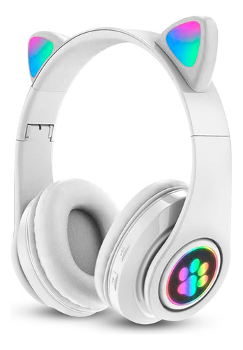 Audífono Gato Inalámbrico Bluetooth Led Rgb Blanco 2024