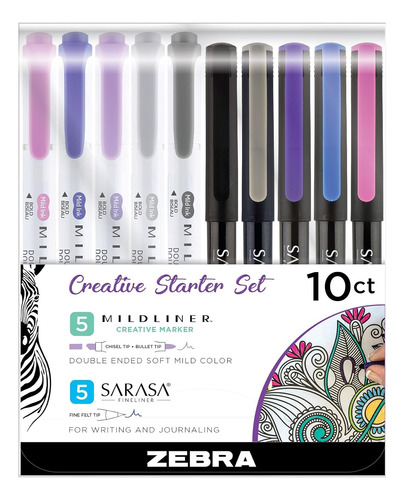 Set De Iniciación Zebra Pen Creative, Color Morado Y Gris