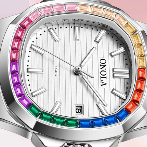 Reloj Onola Leather Rainbow Diamond Quartz