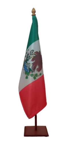 Bandera Mexico Mástil Y Base Para Escritorio Souvenir