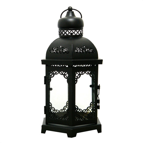 Farol Metal Diseño Flor Porta Vela 28cm - Fanal Deco