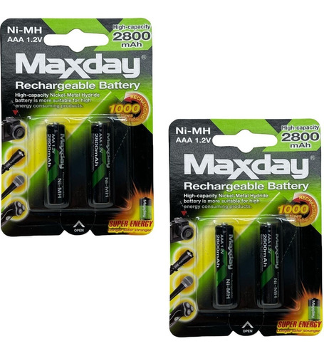 Pilas Recargables Aaa Pila Aaa Pack X4 Pilas 2800mah Recarga