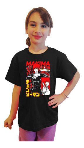 Polera Niños Diseño Makima Chainsawman Estampado Dtf Cod 001